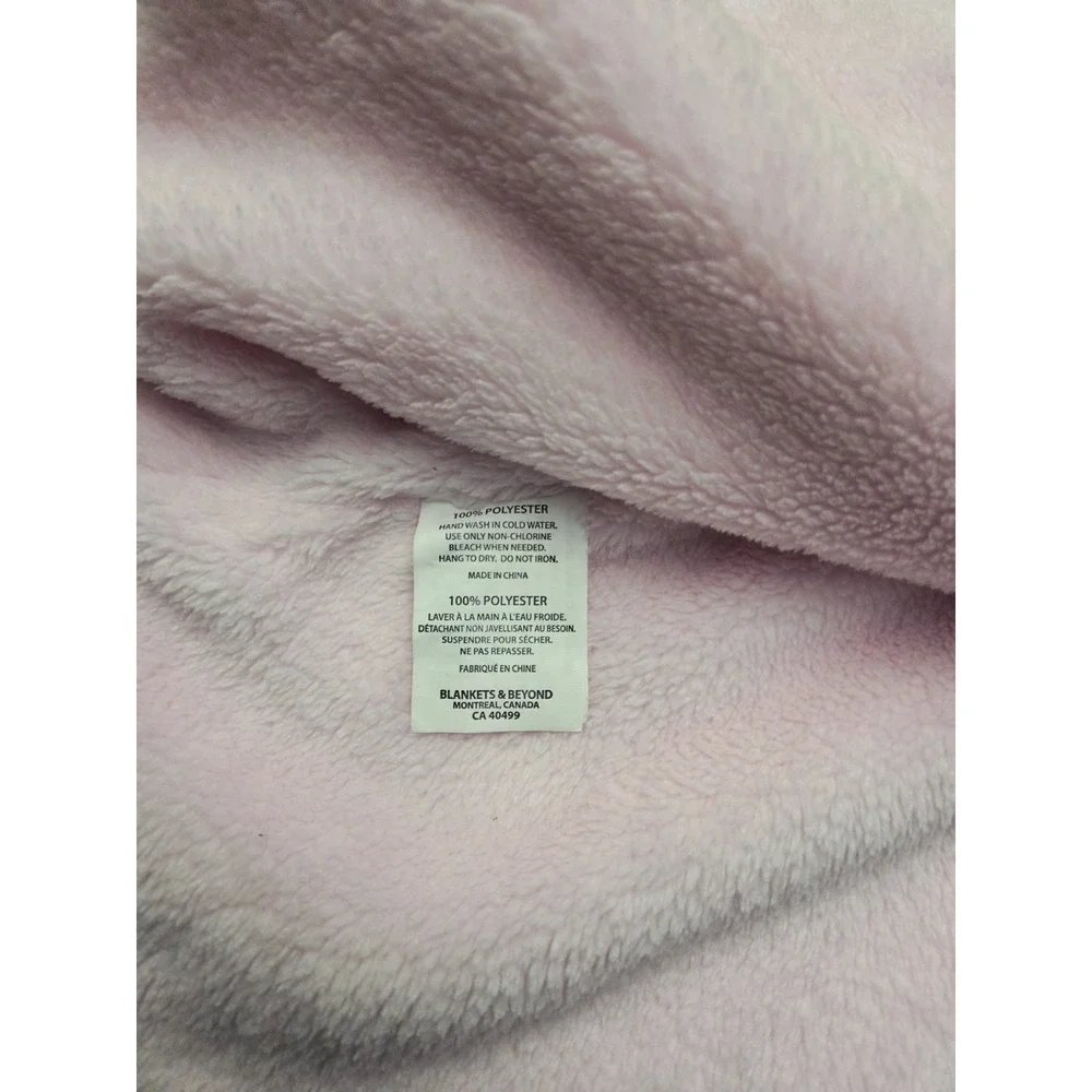 Blankets & Beyond Pink Minky Fur Hooded Ears Shawl Cape Poncho Hooded Satin Trim